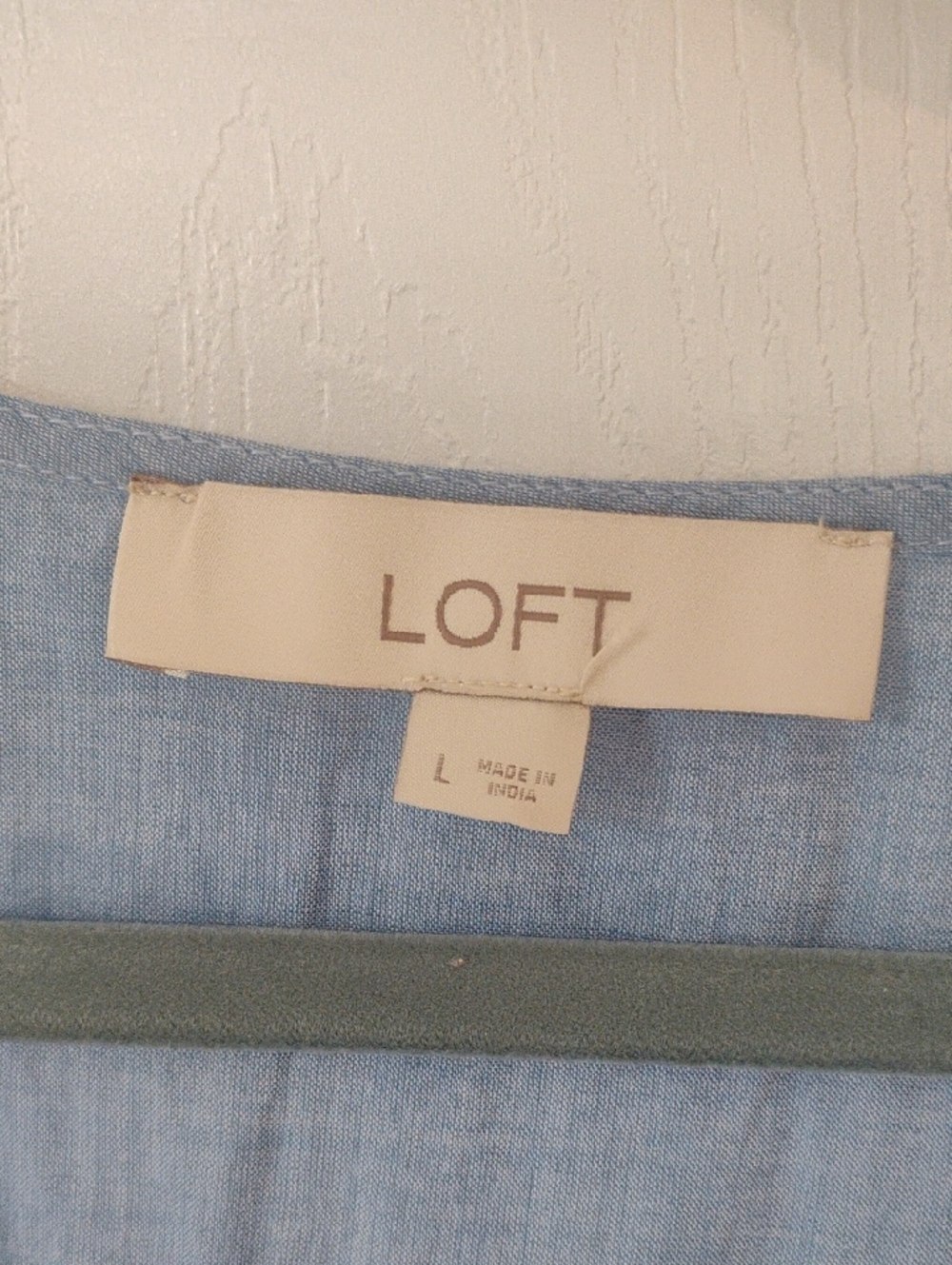 LOFT embroidered chambray flutter sleeve peplum top - Picture 3 of 5